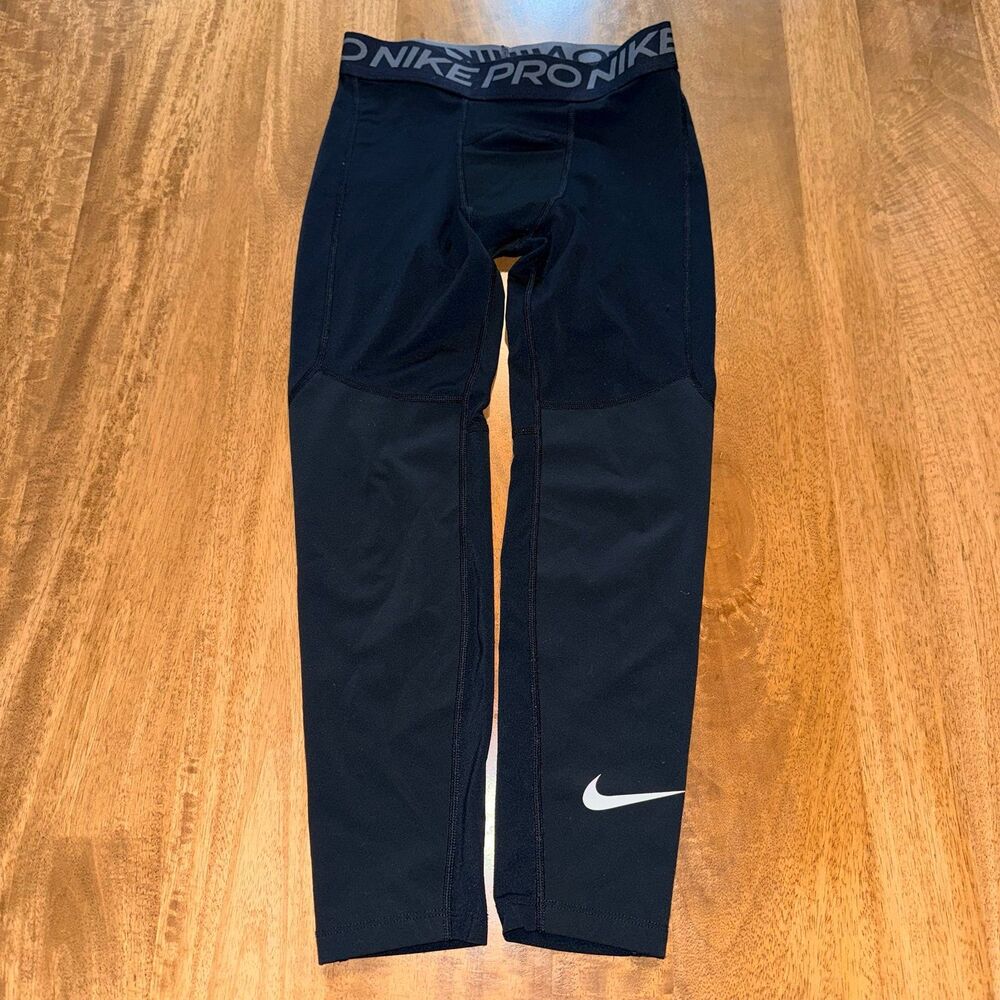 Nike Pro Dri-FIT Boys Black Compression Pants Small CK4546 Athletic Base Layer